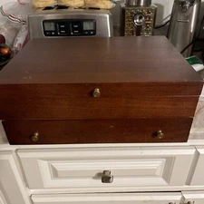 Vintage Mahogany Wooden Flatware Silverware 1 DRAWER CHEST Box Anti-Tarnish