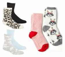 Women's 2-Pk Super Soft Cozy Fuzzy Socks Size 9-11 shoe size 6-10