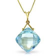 8.75 CTW 14K Solid gold fine Distance Blue Topaz Necklace 16-24"