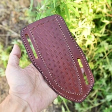 Handmade Horizontal carry Sheath Fixed blade Knife Leather Sheath Holster EDC