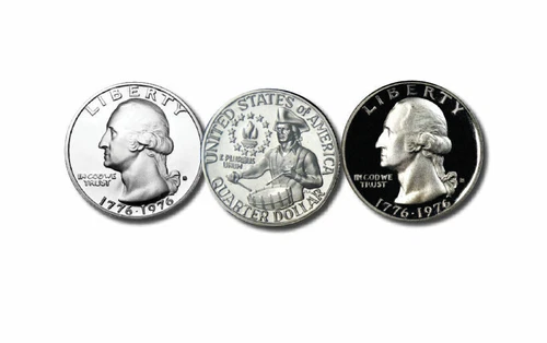 (2) 1976 S Washington Quarters Bicent 1 S Silver Gem And 1 S Proof Deep Cameo