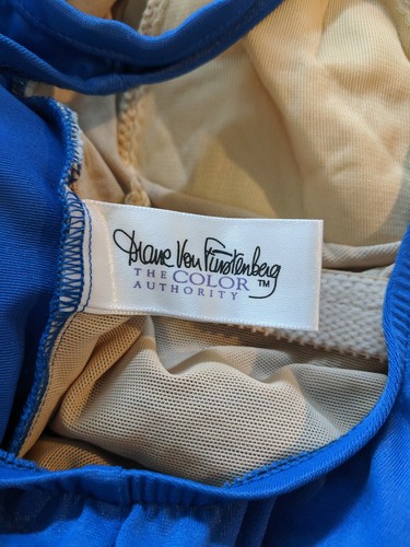 Costume da bagno Diane Von Furstenberg blu a rete collo alto pezzo unico taglia 6 made USA NUOVO SENZA ETICHETTE - Foto 6 di 8