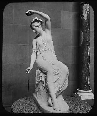 CHATSWORTH HAUS - FILATRICE ODER SPINNENDES MÄDCHEN UM 1890 Magische Laterne Dia FOTO
