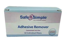 *10 Boxes* SAFE N SIMPLE SNS00650 Adhesive Remover Wipes 2 x 2" 50/BX
