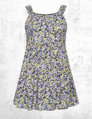 Ex Damen Übergröße Curve Blumenmuster Schleife Rücken Trägertop in Lila