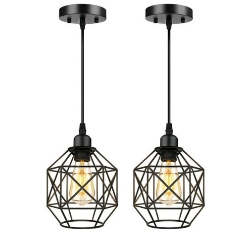 2 Pack Industrial Style Hexagon Pendant Lights