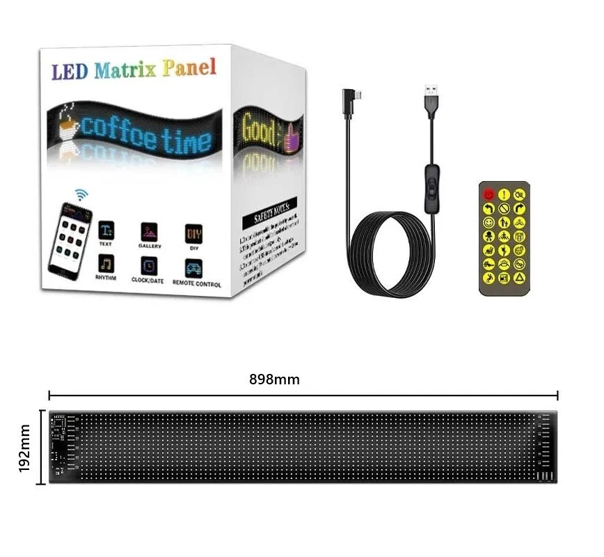 LED Matrix Pixel Pannello Bluetooth App USB Controllo Scorrimento Pubblicit IP65 - Immagine 3 di 4
