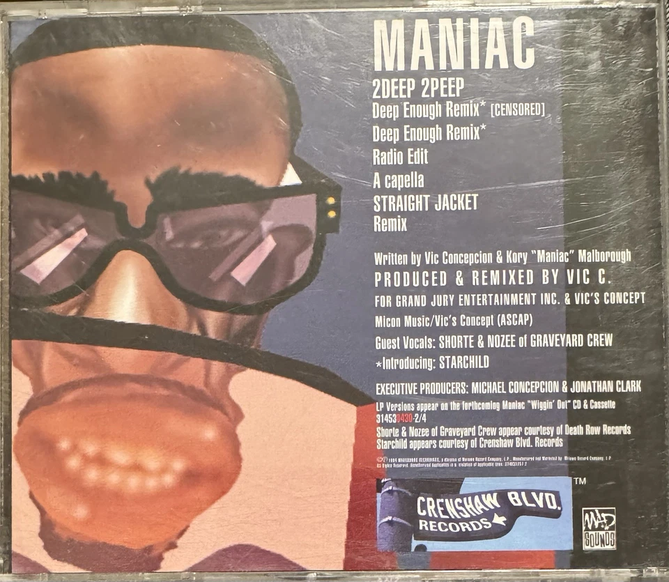 MANIAC - 2DEEP 2PEEP (DEEP ENOUGH REMIX) / STRAIGHT JACKET RARE OOP Promo CD - Image 4 of 4