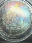 1887 $1 Morgan Silver Dollar PCGS MS6 Tab Tape Toner Toner Ogh Old Green Holder