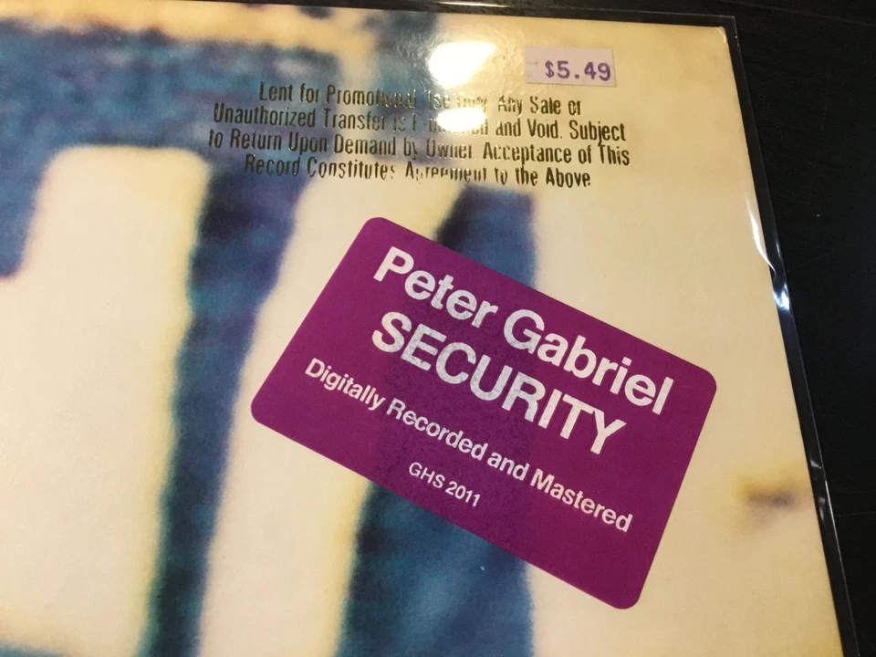 Peter Gabriel Security 1982 Geffen Promo Quiex II Audiophile Prog LP Genesis EX - Image 2 of 4