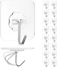 Adhesive Wall Hook, Set Heavy-Duty Thickened self-Adhesive Hook，16Pcs