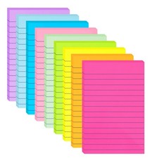 9 Pack Lined Sticky Notes 4x6 in Post Sticky Notes with Lines, 9 Bright Color...
