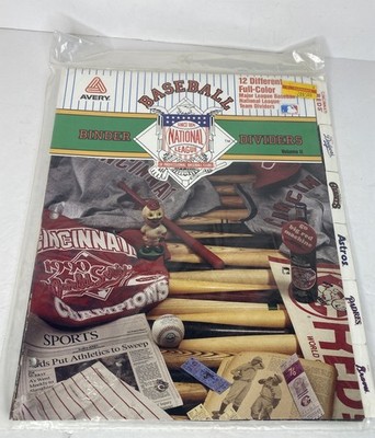 Vintage 1990 Avery Baseball Binder Dividers National League Vol 2 Sealed 12 pk