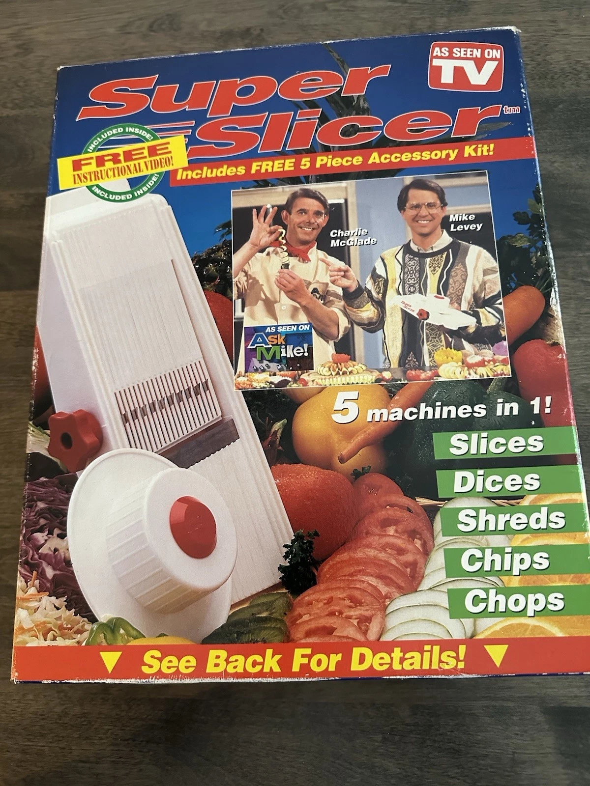 As Seen on TV Super Slicer Mandolin Complete w/ VHS & Original Box - VTG