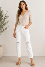 AG Ex-Boyfriend Slouchy Slim Jeans Women  s 29R White Distressed Designer Denim