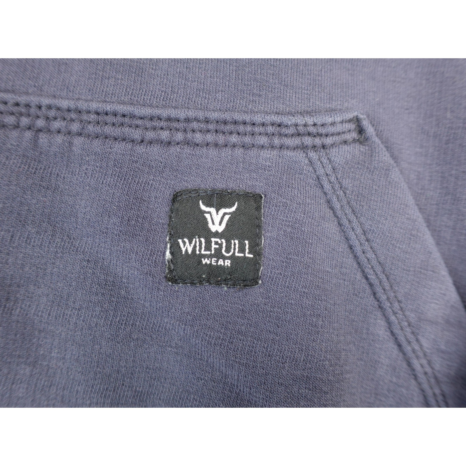 Wilfull Wear Mens Quarter Zip Pullover Sweatshirt Faded Navy Blue Pocket L image 6