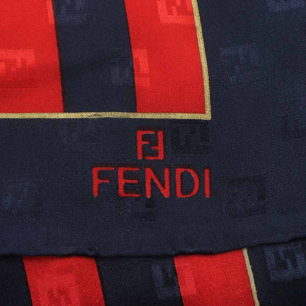 Fendi Scarf Large Size Zucca Pattern Stripe Logo Blue Red Women's Authentic thumbnail 6
