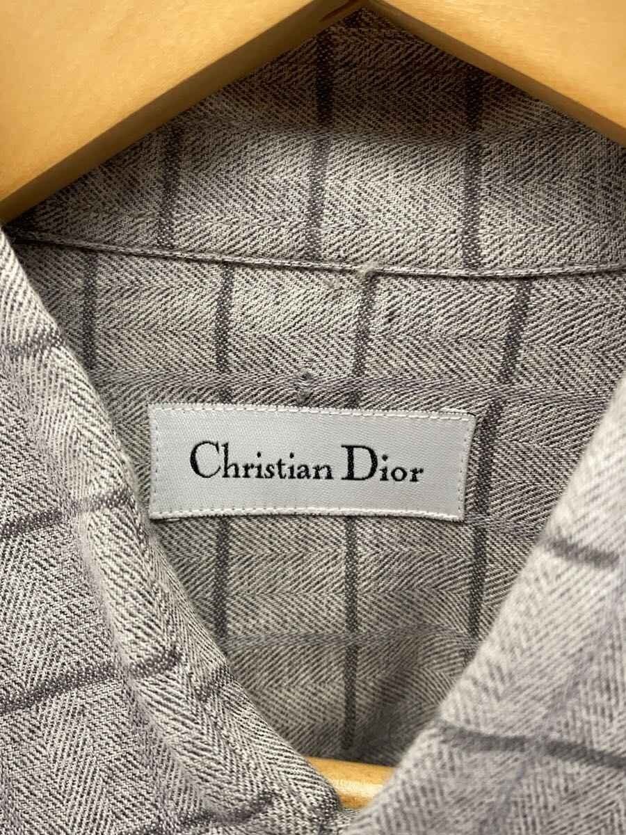 Christian Dior Long Sleeve Shirt, Large, Cotton, Gray, Solid Color thumbnail 3