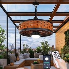 Outdoor LED Dimmable Ceiling Fan with Light Quiet DC Motor W/ Remote Control