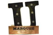 Marquee 9in Tall Metal LED Lights Letter U Rustic Rust Gunmetal Industrial
