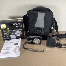 Nikon Coolpix S2900 20.1MP Digital Camera Black Box Charger Guide Case 4GB MC