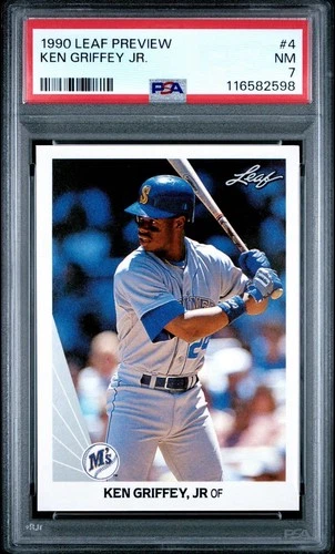 Ken Griffey Jr. 1990 Leaf Preview #4 PSA 7 RARE LOW POP 10 Mariners HOF 2nd Year