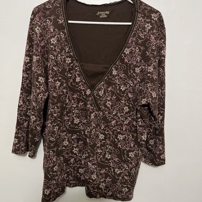 St. John's Bay Women's Brown 3/4 Sleeve Blouse  1X