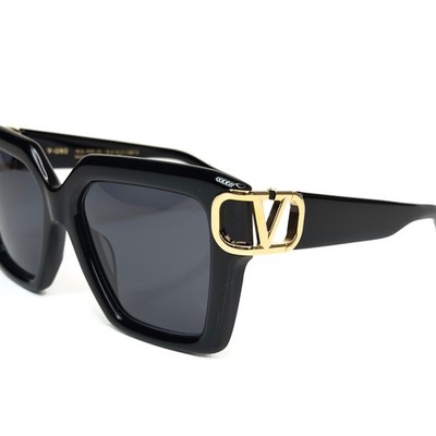 VALENTINO V-UNO VLS107 Black VLS 107E Gold Logo Sunglasses