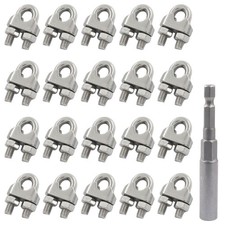 MangoOrder 20 Pack 1/4 Inch Wire Rope Cable Clamp, Stainless Steel