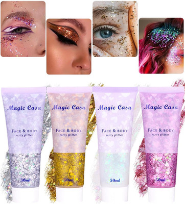 4 Stück Body Glitter Gel 50Ml Make up Glitzer Chunky Glitter Liquid Glitzer Gesi