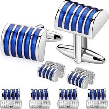 Mens Cufflinks and Tuxedo Studs Set in Gift Box, Easy to Wear, Gifts or Jewelry