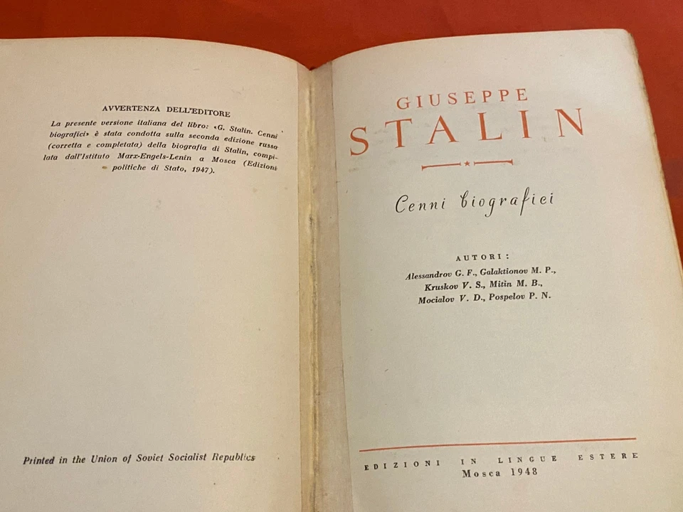 GIUSEPPE STALIN 1948 CENNI BIOGRAFICI VINTAGE ALBANIAN BOOK ITALIAN - Image 2 of 4