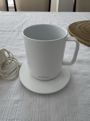 Ember White Ceramic Coffee Mug Round Solid Color with Charging Coaster