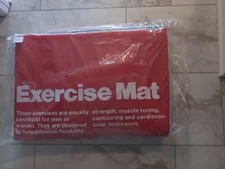 Vintage Double Sided Yoga Exercise Mat 72" x 24" Red Blue Exercises Printed Mat