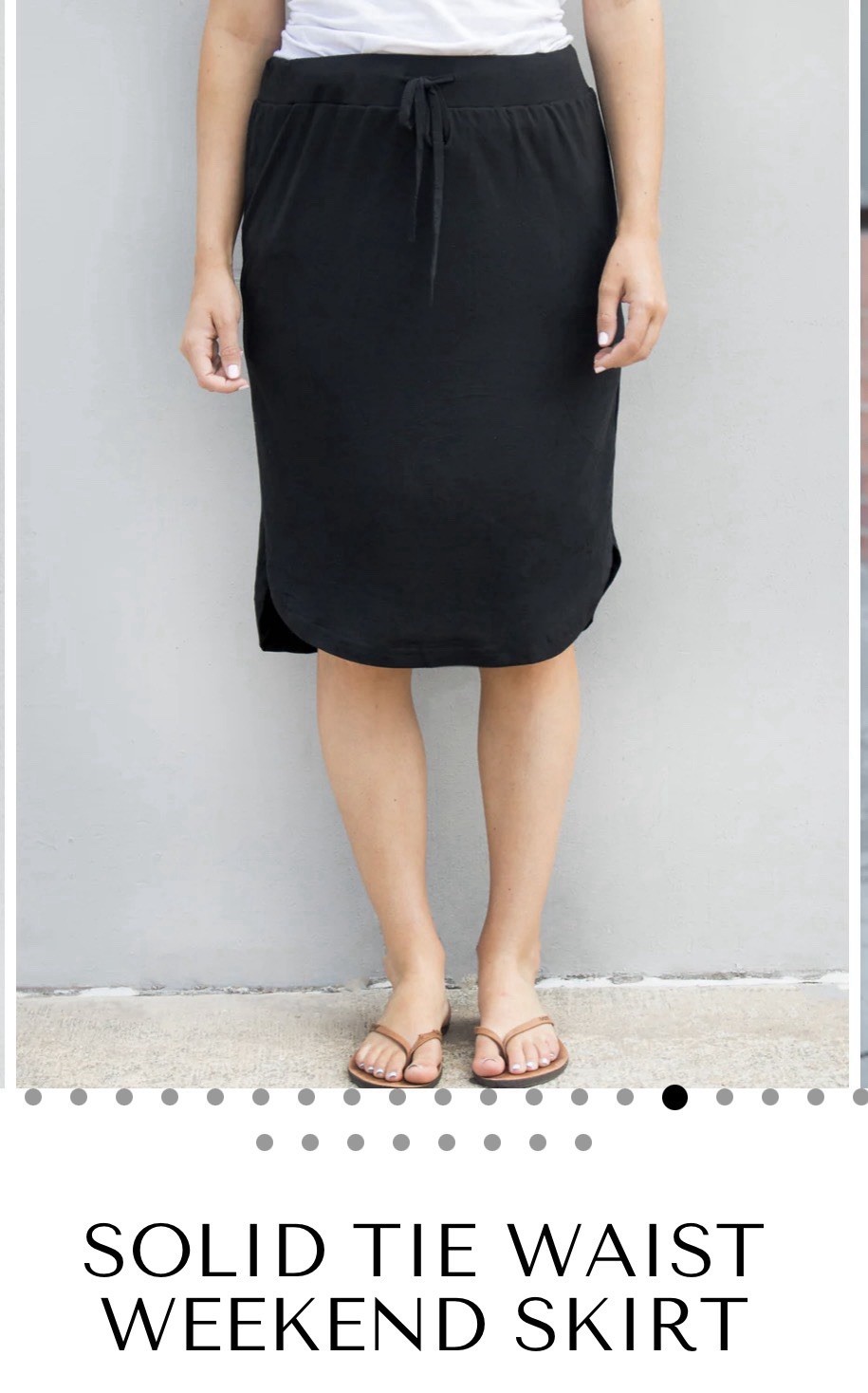 Striped Midi Skirt Solid Black Drawstring Tickled… - image 1