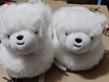 Wondershop Slippers Childs S 5/6Polar Bear  White Fuzzy Soft NEW Christmas