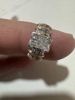 14K Yellow Gold natural Diamond invisible set ￼Engagement Ring