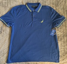 NWT Men's XL Nautica Blue Breathable Polo Shirt C3