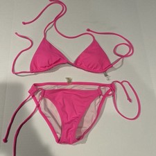Victoria's Secret Swim Suit Women  s Small/ med Hot Pink string bikini- READ