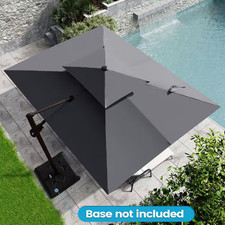 11 Ft. X 9 Ft. Cantilever Patio Umbrella with Cross Stand Tiltable Double Top Ou