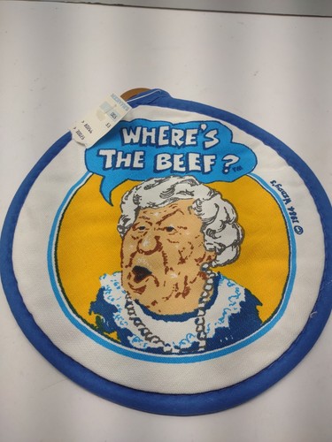 WHERE'S THE BEEF 1984 Wendy's Topflappen Untersetzer gesteppt Hot Pad Vintage Neu mit Etikett