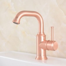 Antique Red Copper Swivel Bathroom Faucet Single Handle Hole Sink Mixer Tap