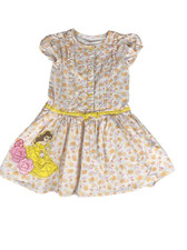 Disney Beauty  The Beast Princess Belle Yellow Girls Floral Dress 5/6 lined