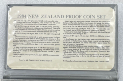 1984 Proof Coin Set Issued by the New Zealand Treasury - 7 Coins