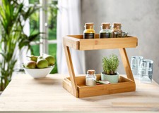 Produktbild - Bambus-Regal mit 2 Aufbewahrungsfächern, flexibel, belastbar bis 2 kg pro Box