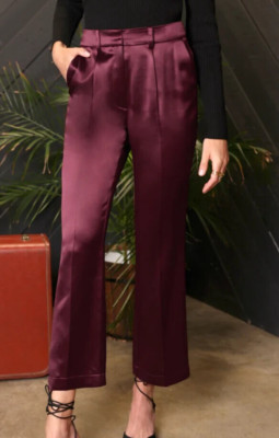 Greylin glenda satin trouser in Burgundy flair legs boho Hipster