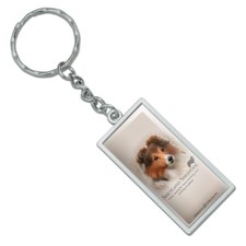 Shetland Sheepdog Dog Breed Rectangle Chrome Plated Metal Keychain Key Chain