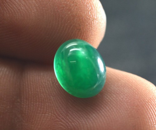 3.70 Ct Certified Natural Untreated Zambian Emerald Oval Cabochon Gemstone E2950 - Picture 4 of 4