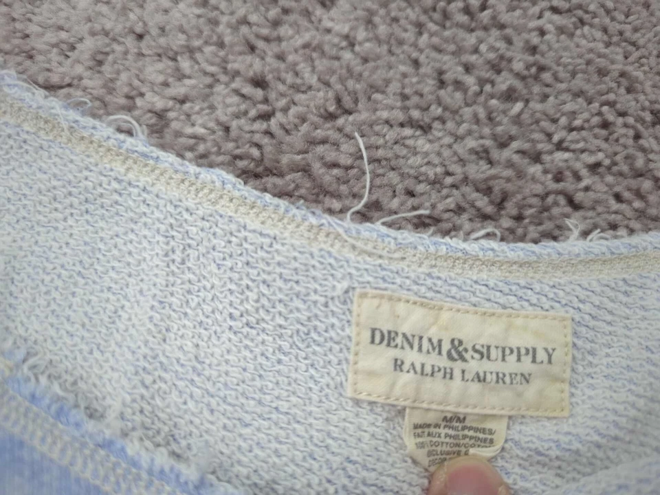 Moletom feminino denim e suprimentos Ralph Lauren pulôver azul médio borda crua - Imagem 2 de 4