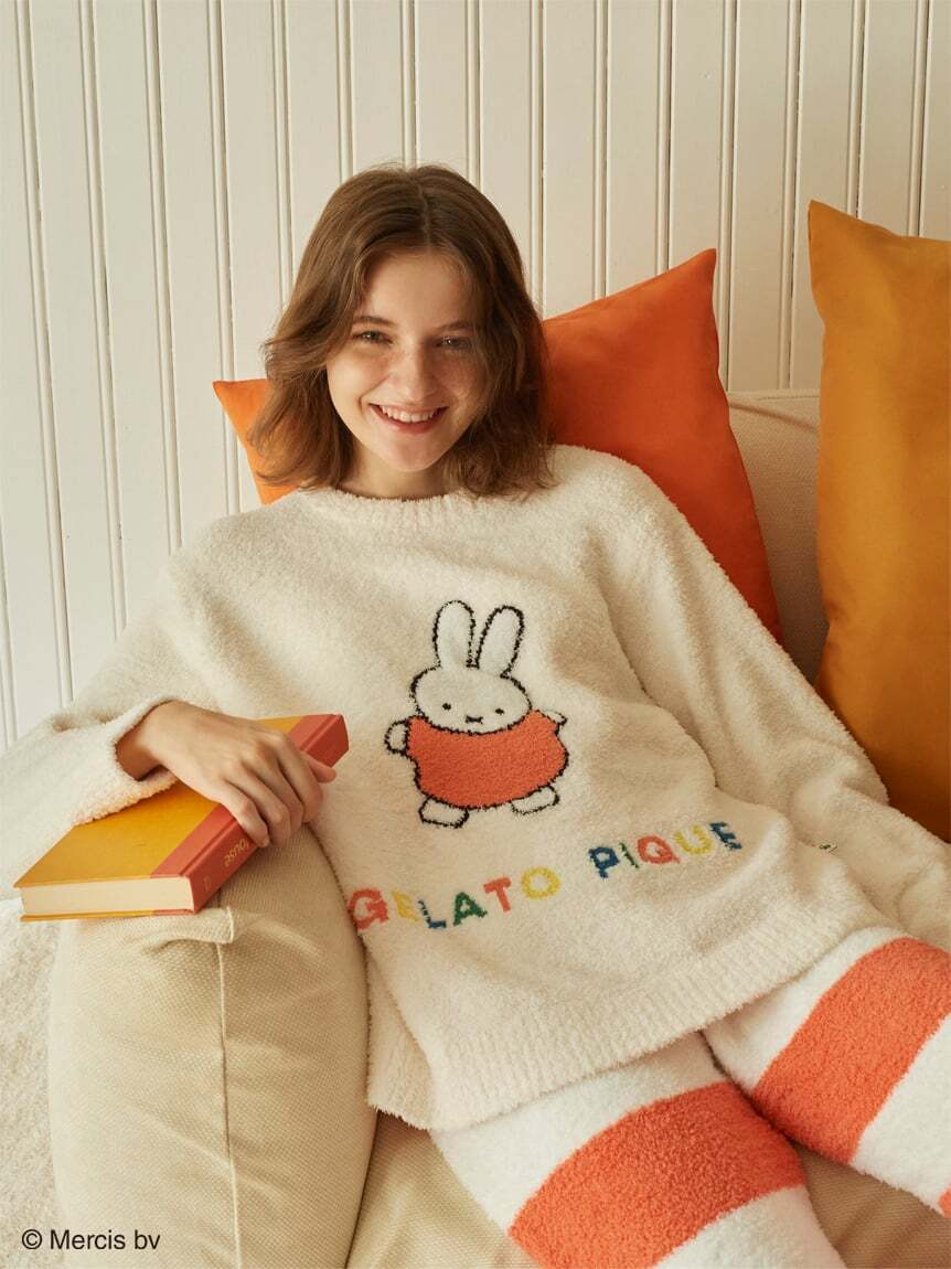 GELATO PIQUE ミッフィー オレンジルームウェア Gelato Pique Dick Bruna Miffy PAJAMA Pullover Long Pants Set